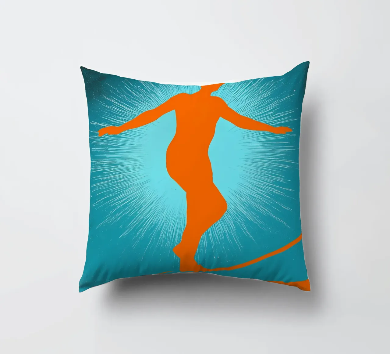 Persona in equilibrio su una corda - Pop Art cuscino da ColorCrash Gallery