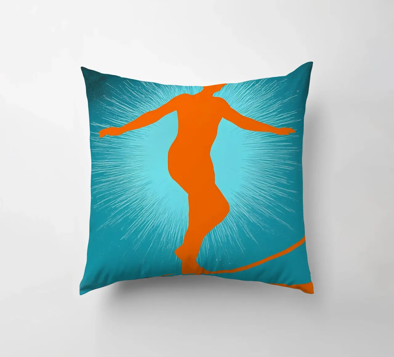Persona in equilibrio su una corda - Pop Art cuscino da ColorCrash Gallery