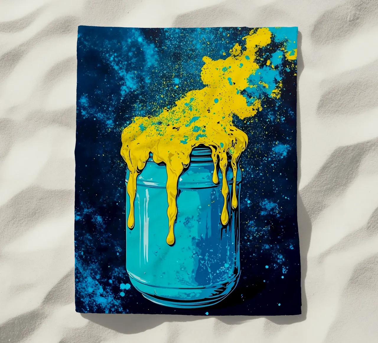 Vaso riempito con esplosione di colori - Pop Art telo mare da ColorCrash Gallery