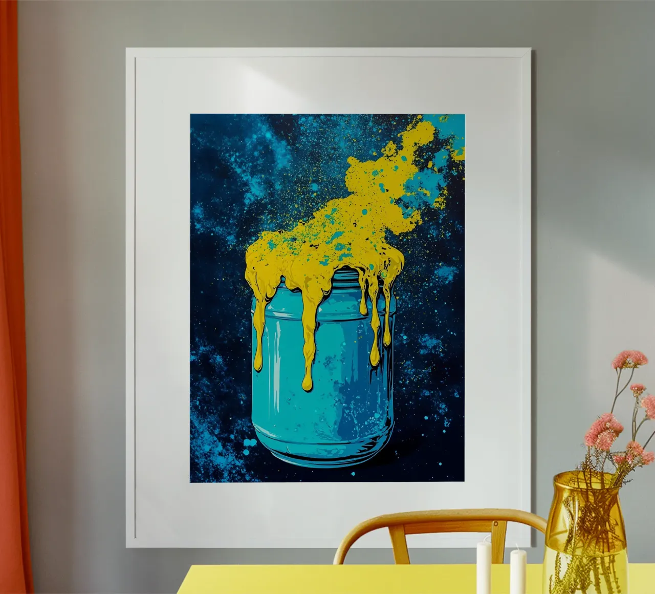 Vaso riempito con esplosione di colori - Pop Art poster da ColorCrash Gallery