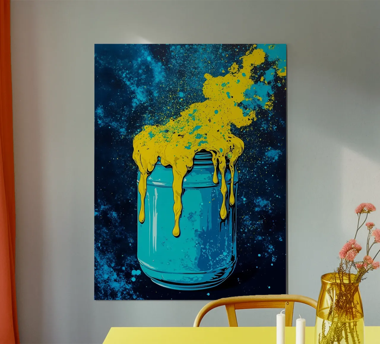 Vaso riempito con esplosione di colori - Pop Art poster da ColorCrash Gallery