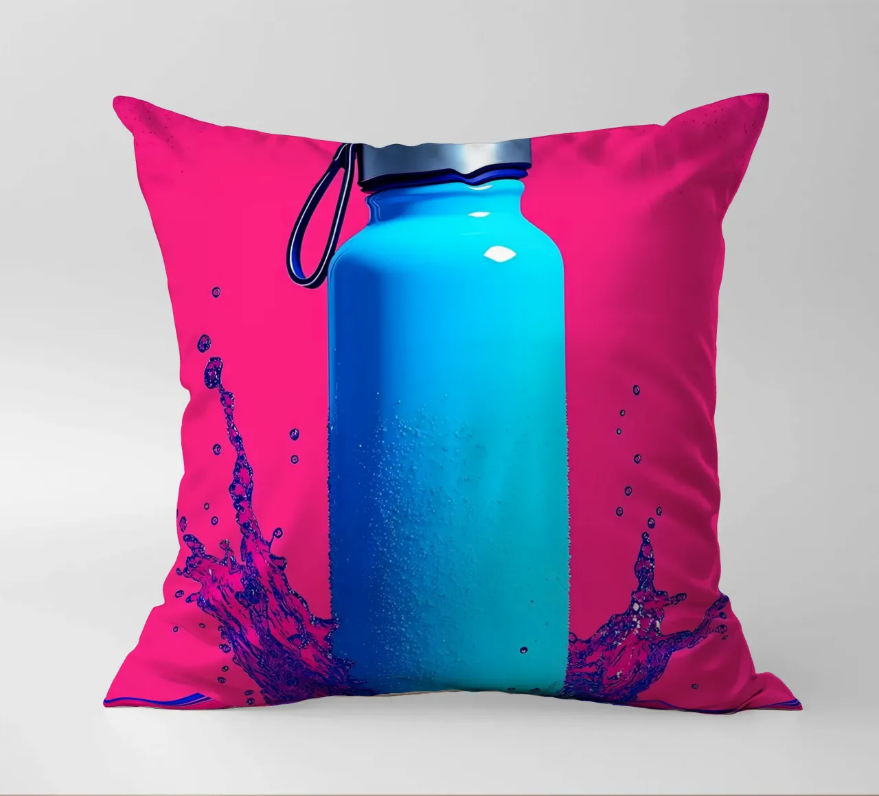 Water Bottle - Pop Art decorative cushion by ColorCrash Gallery