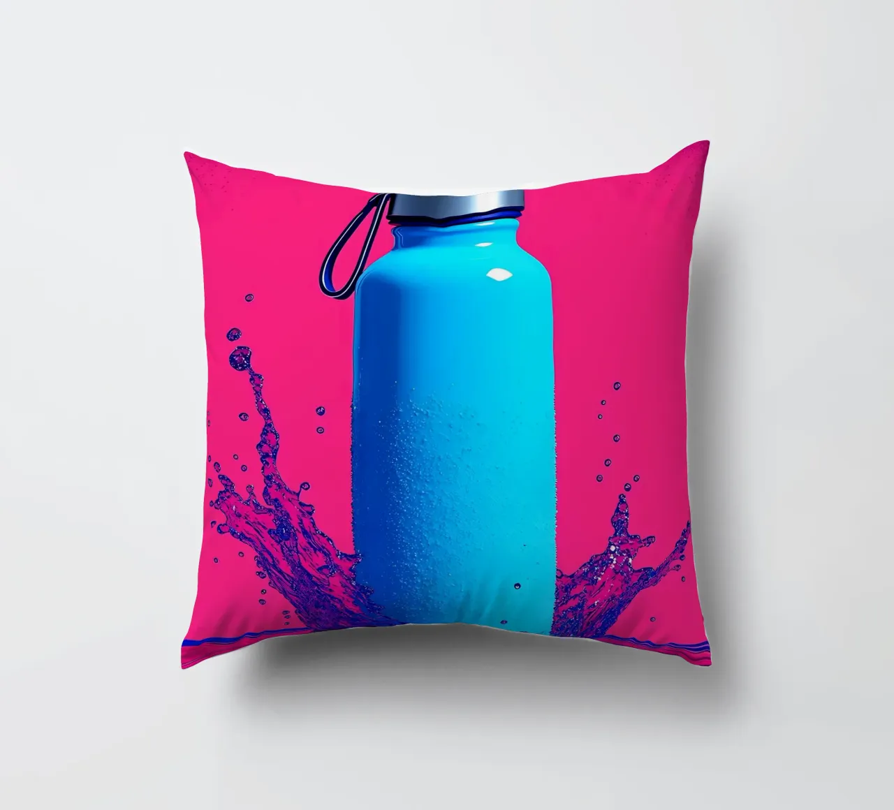 Water Bottle - Pop Art decorative cushion by ColorCrash Gallery