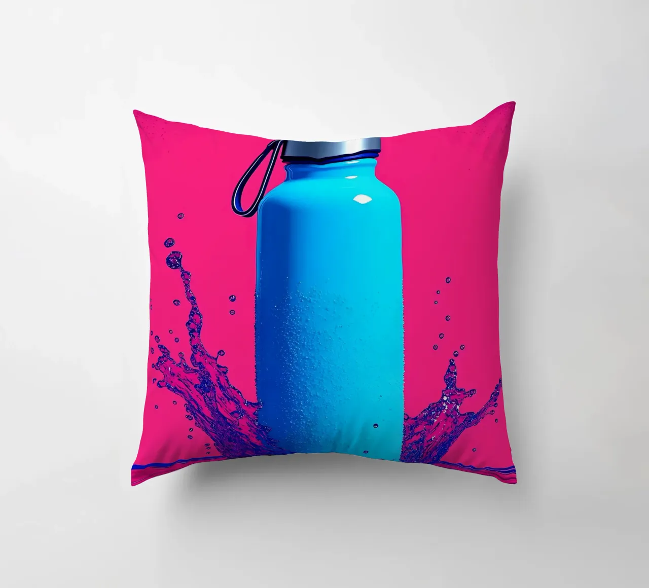 Water Bottle - Pop Art decorative cushion by ColorCrash Gallery