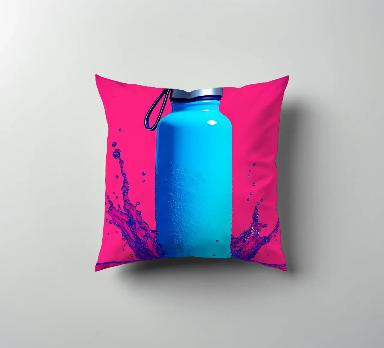 Water Bottle - Pop Art decorative cushion by ColorCrash Gallery