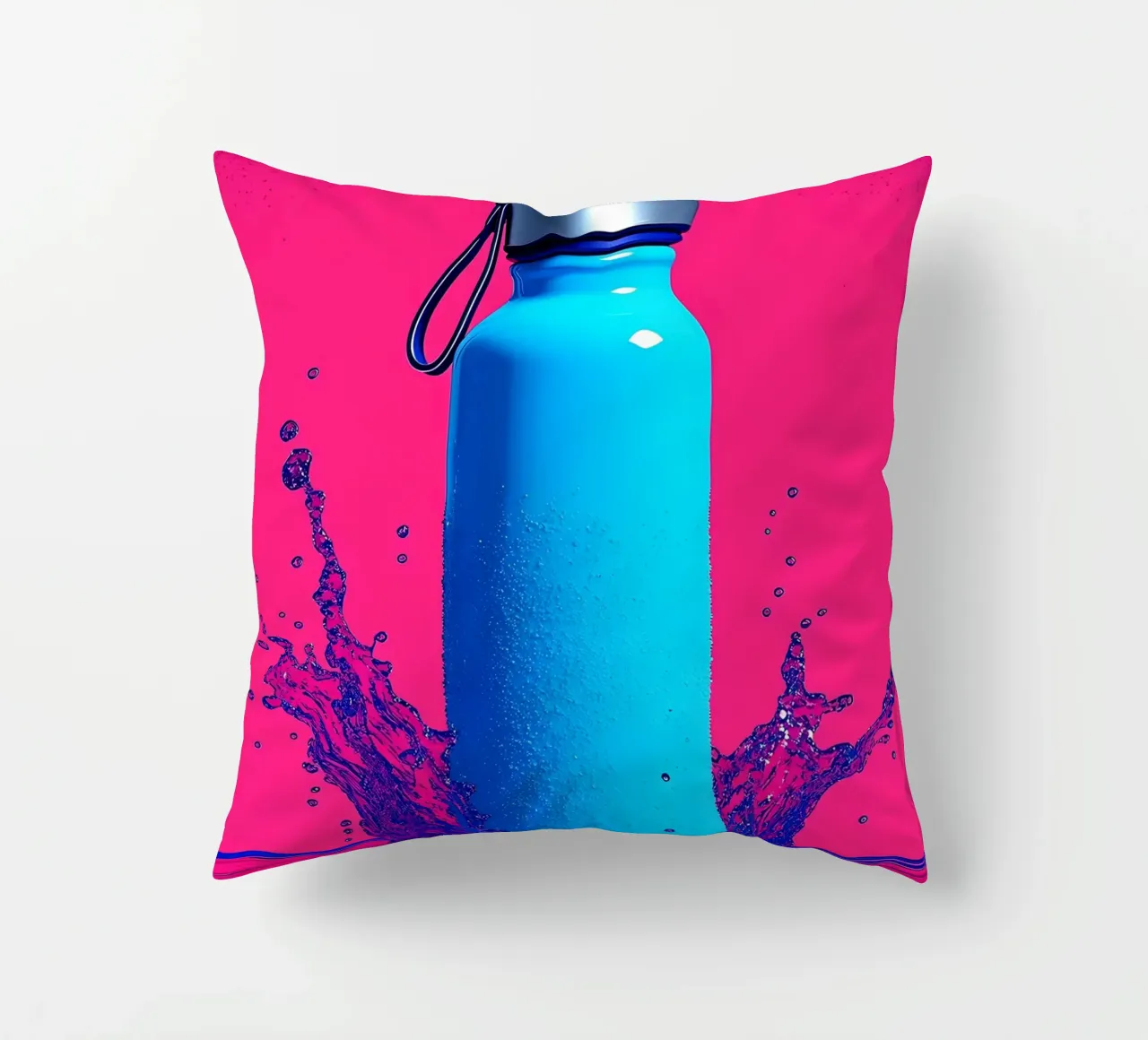Water Bottle - Pop Art decorative cushion by ColorCrash Gallery