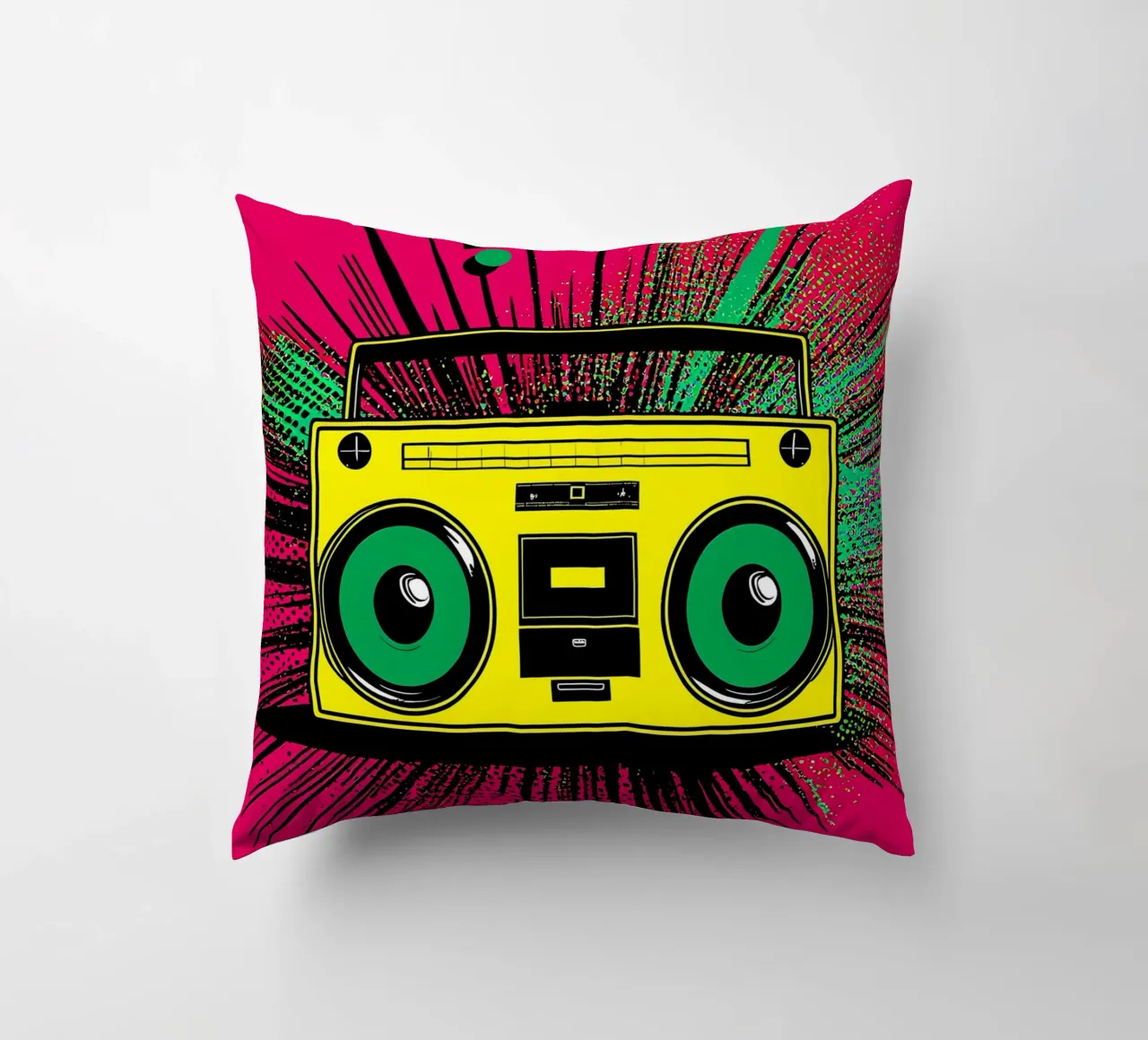 Boombox - Pop Art decorative cushion by ColorCrash Gallery