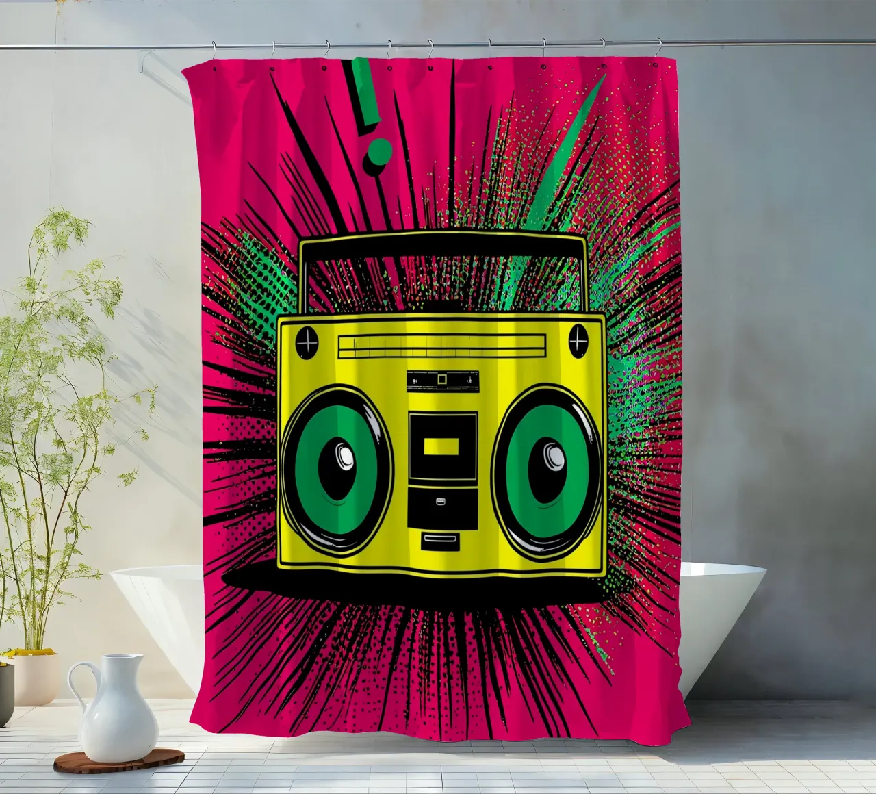 Boombox - Pop Art shower curtain by ColorCrash Gallery