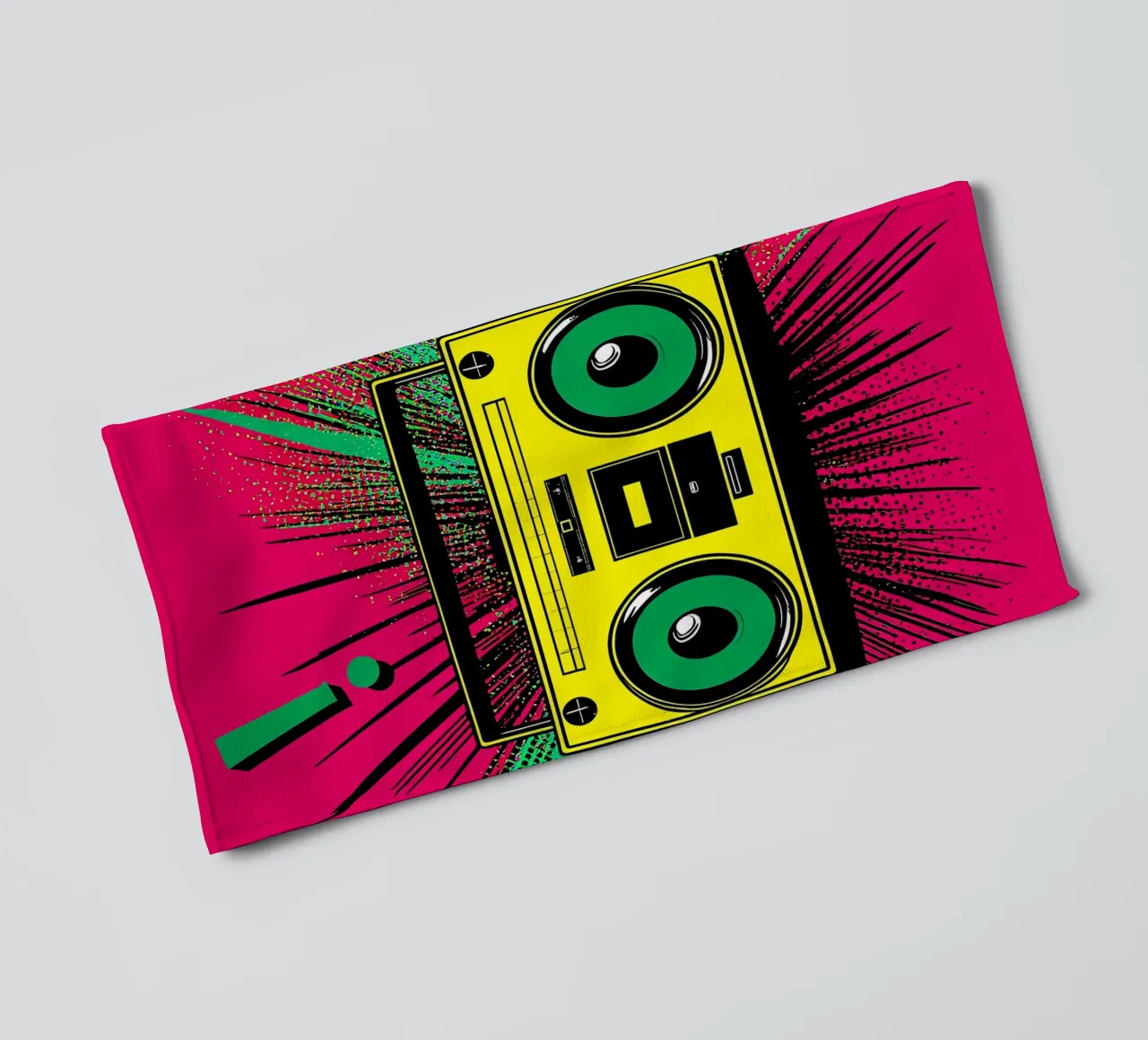 Boombox - Pop-Art Handtuch von ColorCrash Gallery