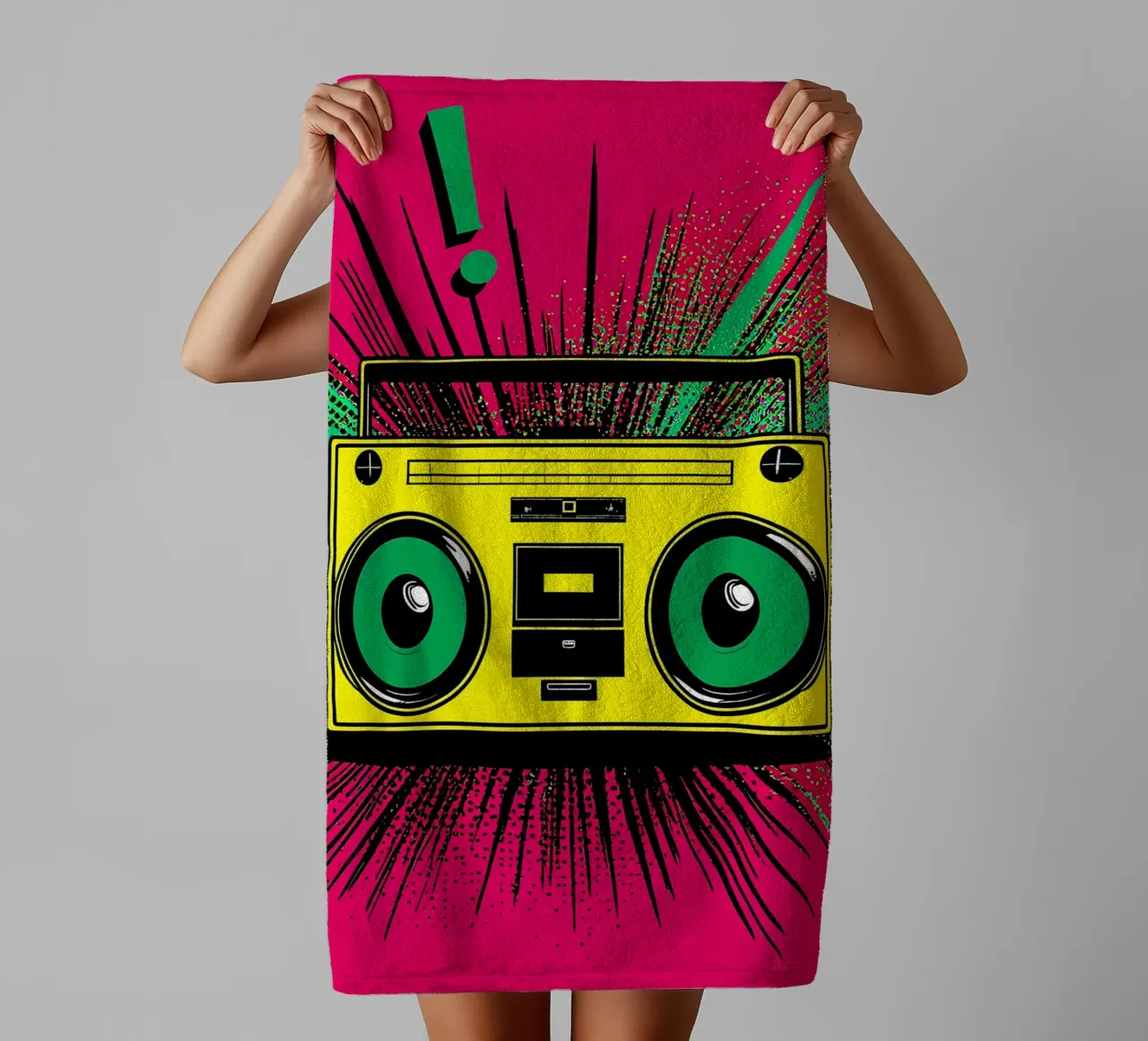 Boombox - Pop-Art Handtuch von ColorCrash Gallery