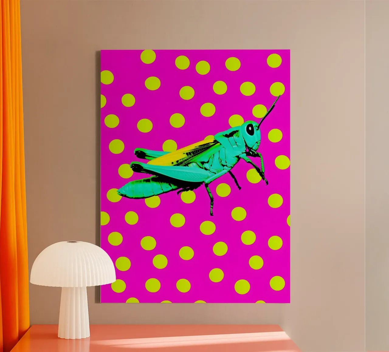 Grashüpfer - Pop Art Leinwand mit Schattenfugenrahmen von ColorCrash Gallery