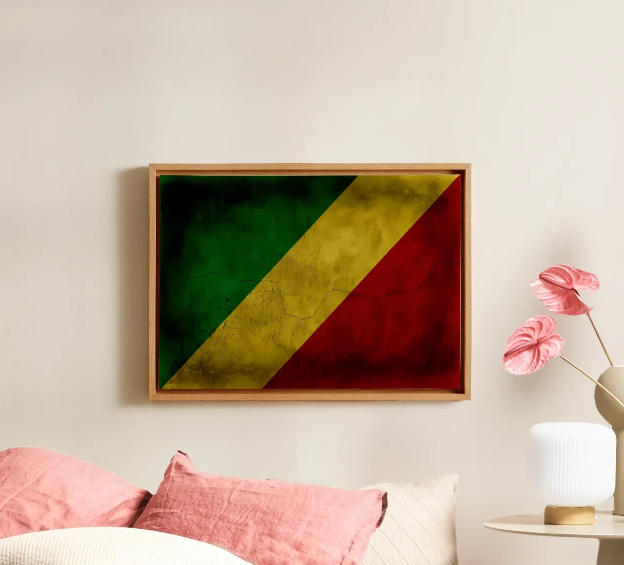 Congo 1 vintage vlag canvas met Baklijst van Joshua A Holmes