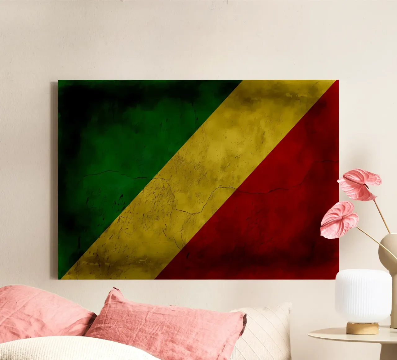 Congo 1 vintage vlag canvas met Baklijst van Joshua A Holmes