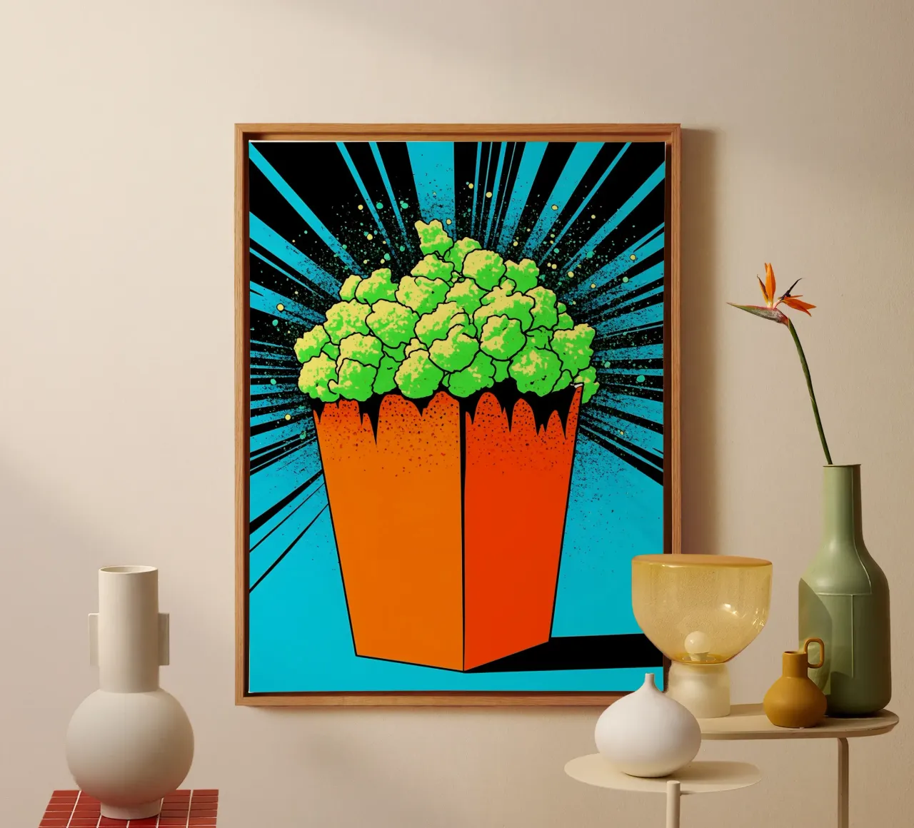 Popcorn - Pop Art canvas met Baklijst van ColorCrash Gallery