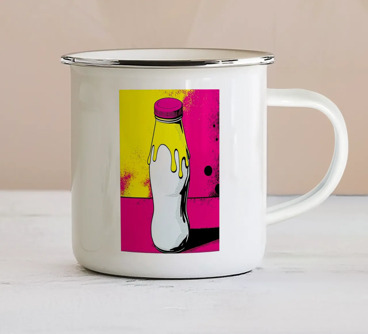 Bottiglia di latte - Pop Art tazza in smalto da ColorCrash Gallery