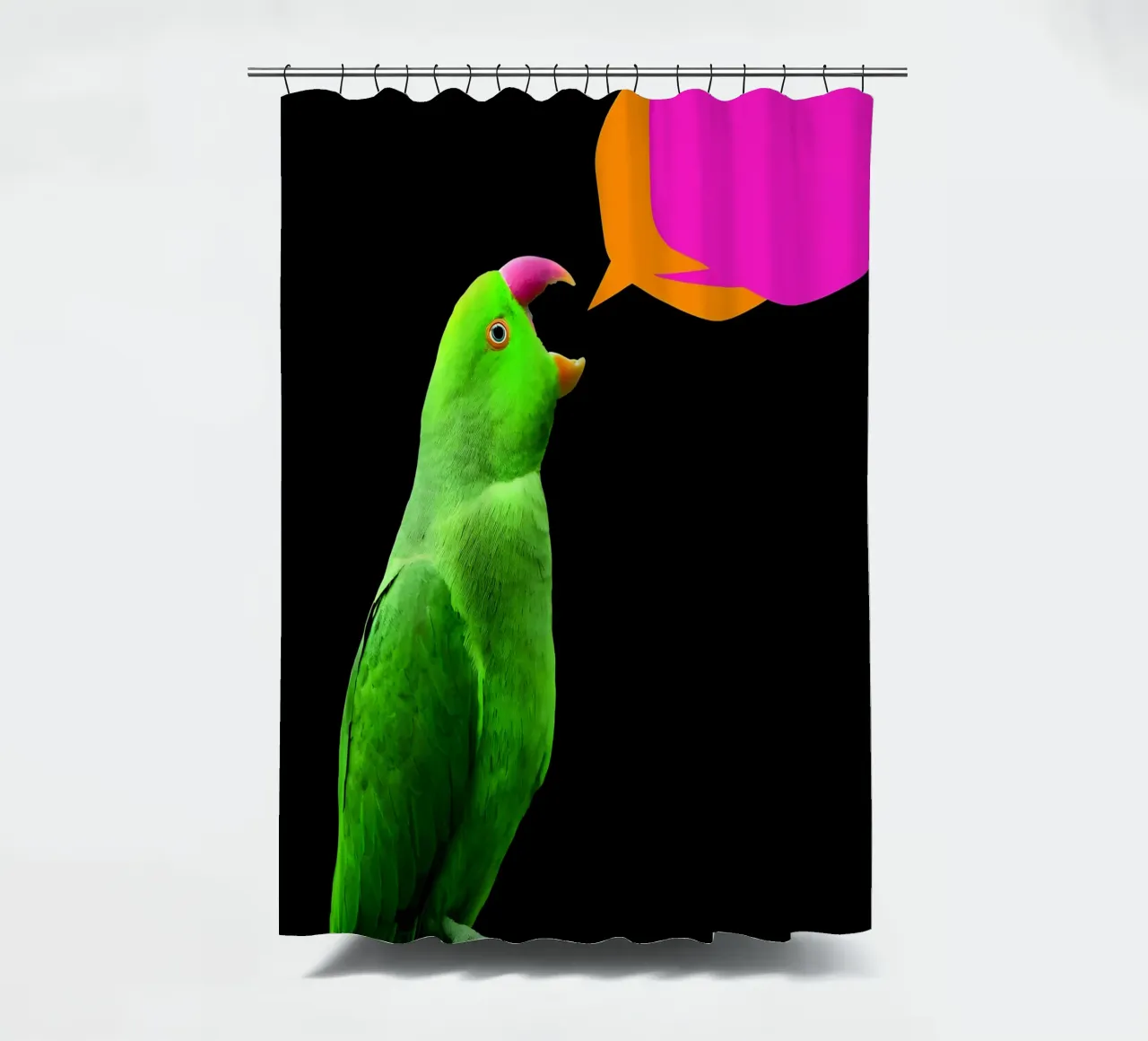 Parrot Speech - Pop Art shower curtain by ColorCrash Gallery
