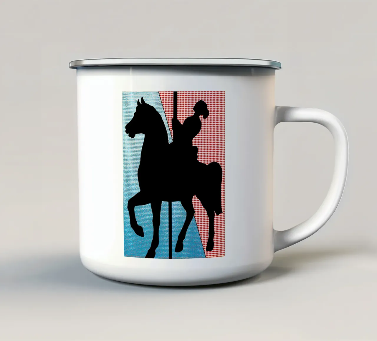 Cavaliere a cavallo - Pop Art tazza in smalto da ColorCrash Gallery