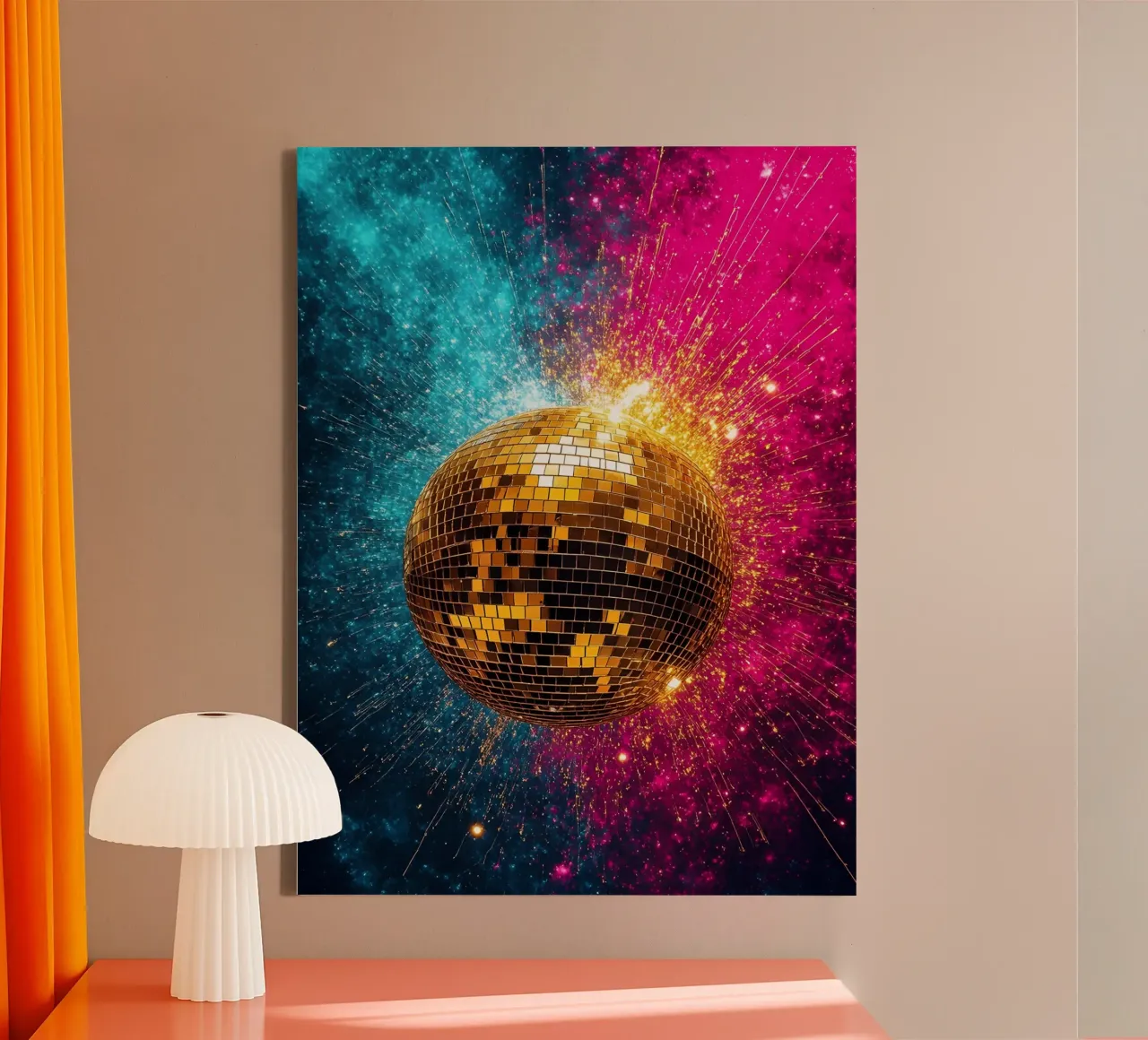 Sparkling Disco Ball - Pop Art canvas with Floater frame by ColorCrash Gallery