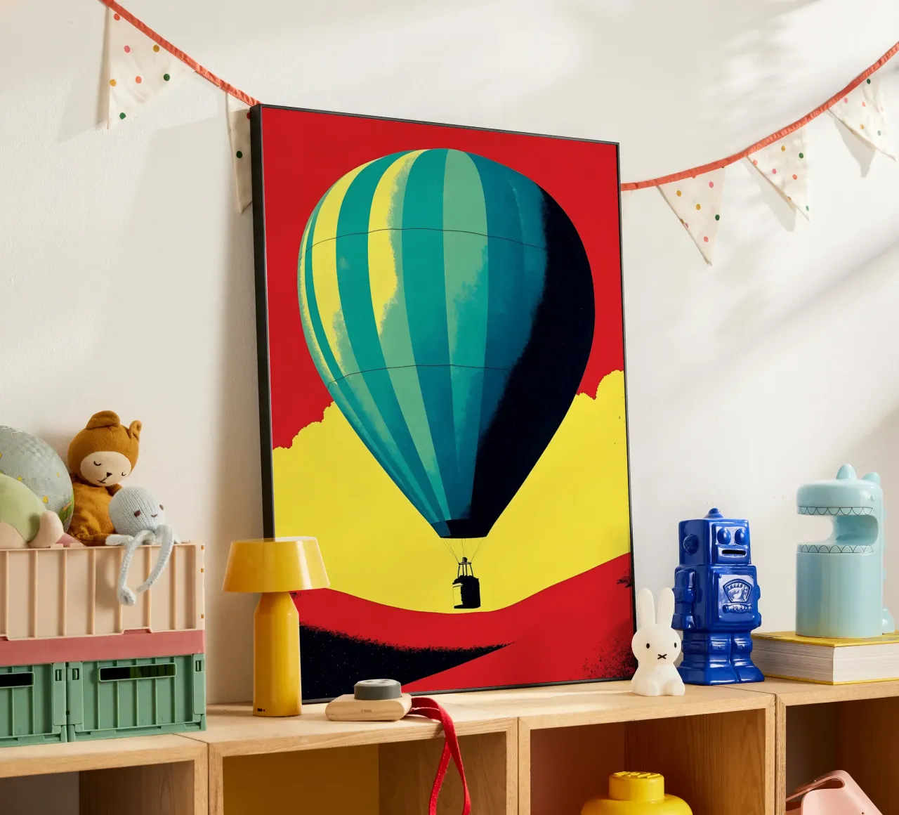 Heißluftballon - Pop Art Alu-Dibond von ColorCrash Gallery