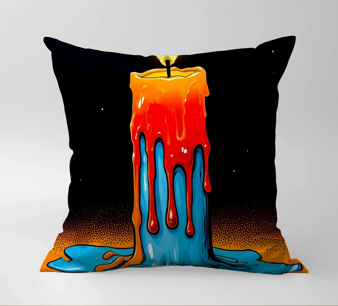 Flaming Candle - Pop Art decorative cushion by ColorCrash Gallery