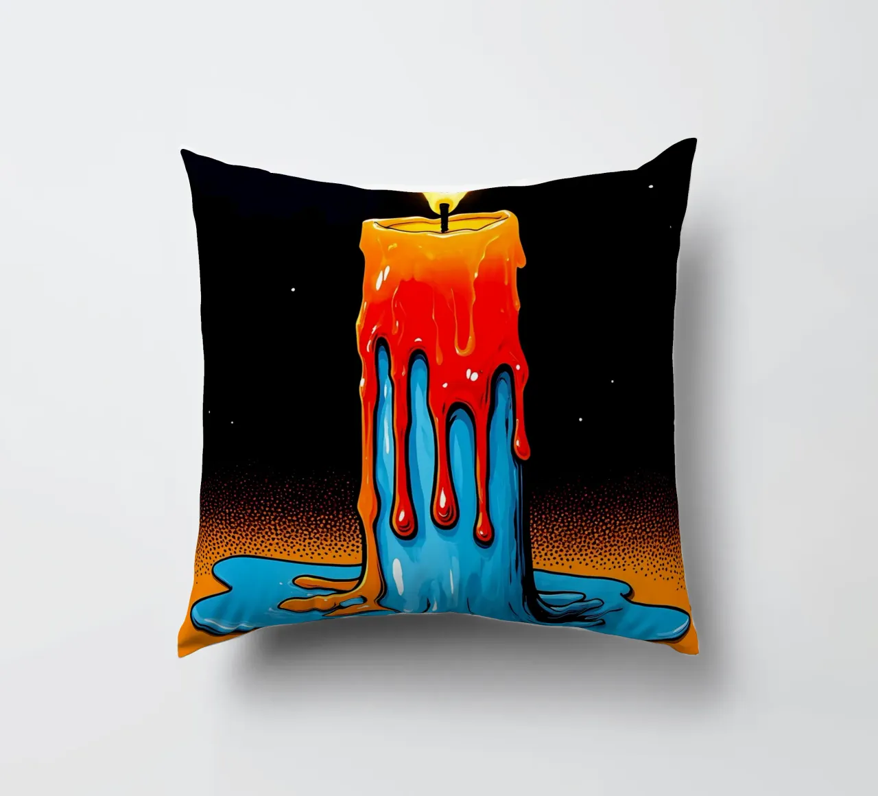 Flaming Candle - Pop Art decorative cushion by ColorCrash Gallery