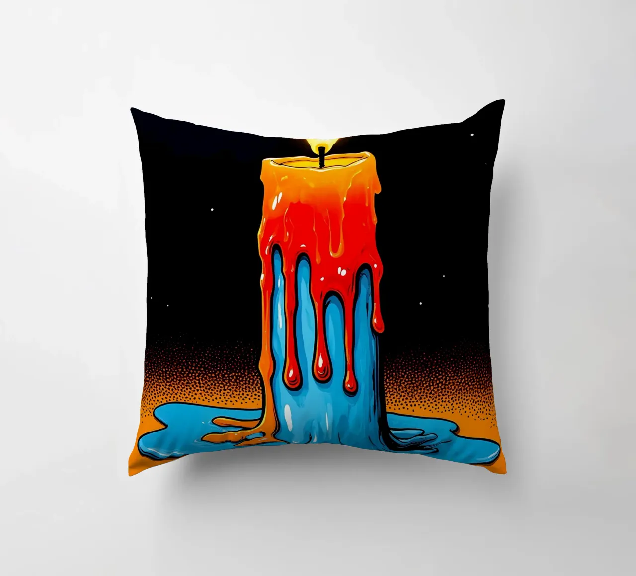 Flaming Candle - Pop Art decorative cushion by ColorCrash Gallery