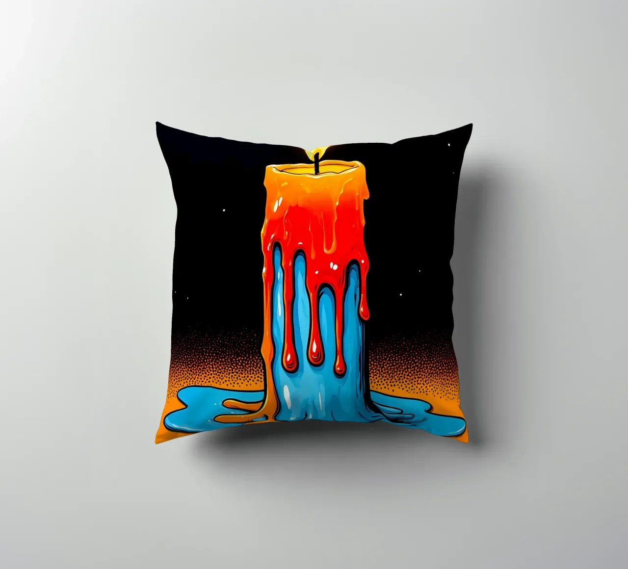 Flaming Candle - Pop Art decorative cushion by ColorCrash Gallery