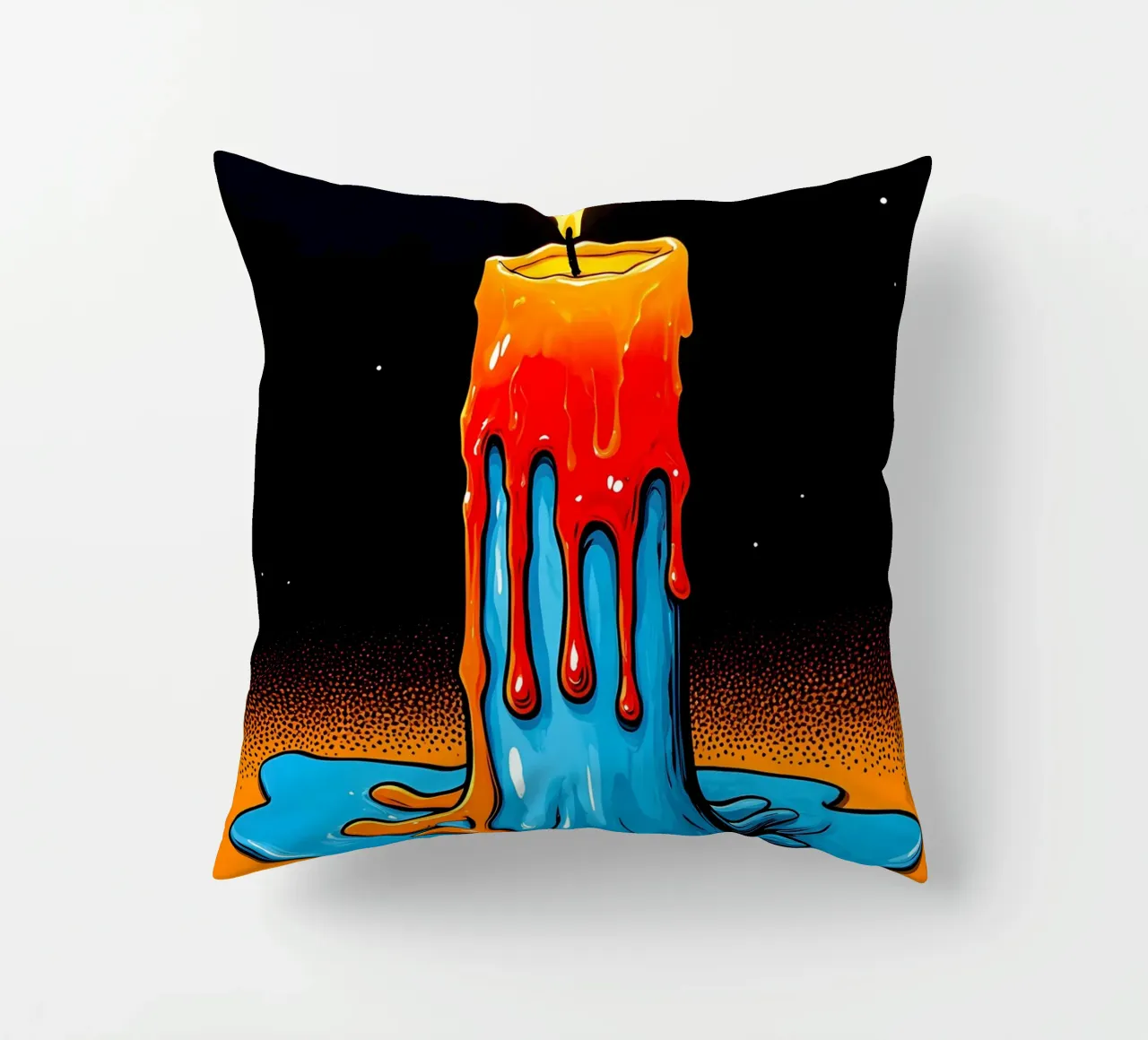 Flaming Candle - Pop Art decorative cushion by ColorCrash Gallery