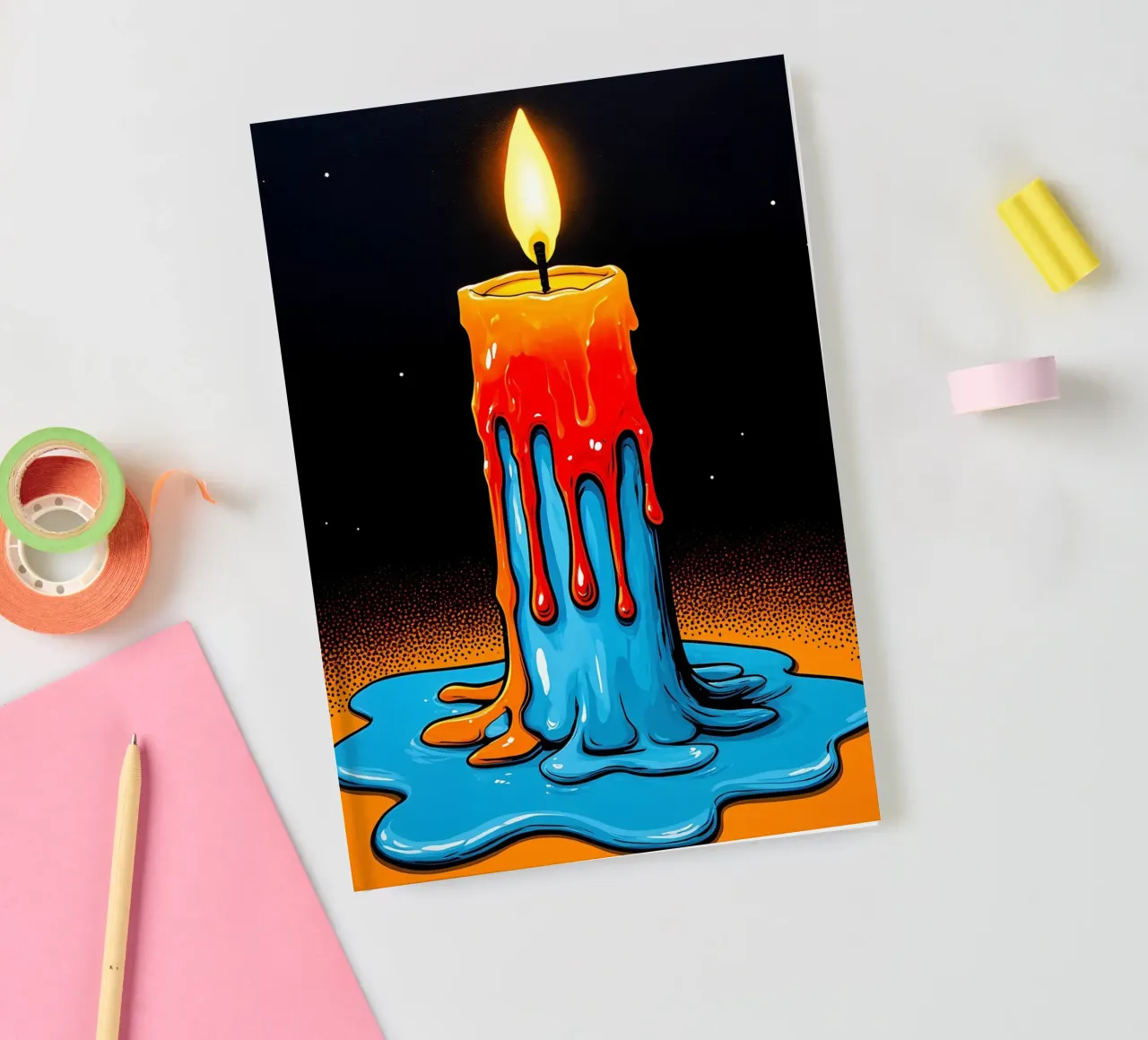 Flaming Candle - Pop Art notebook by ColorCrash Gallery