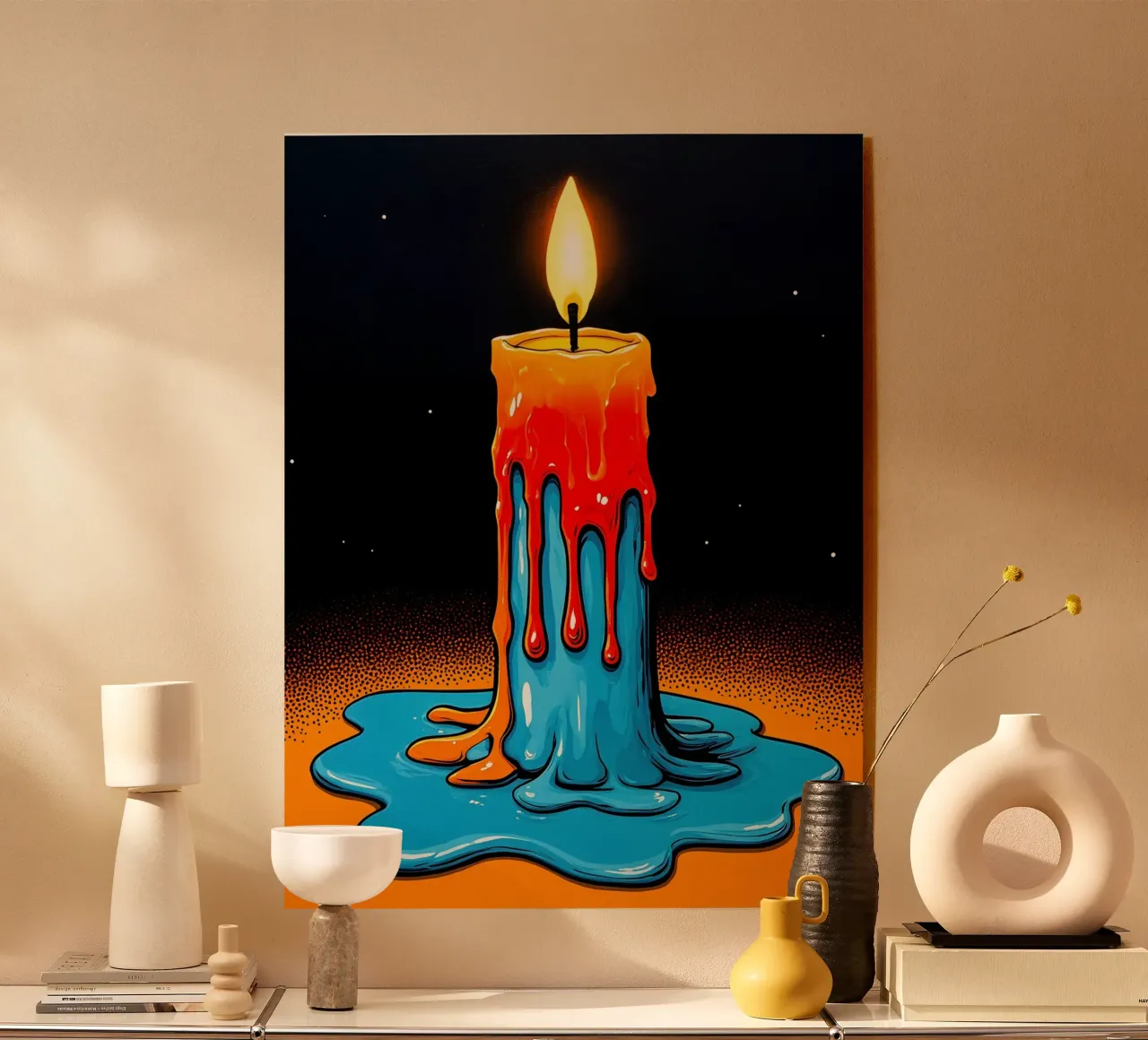 Flammende Kerze - Pop Art Acryl-Glas von ColorCrash Gallery