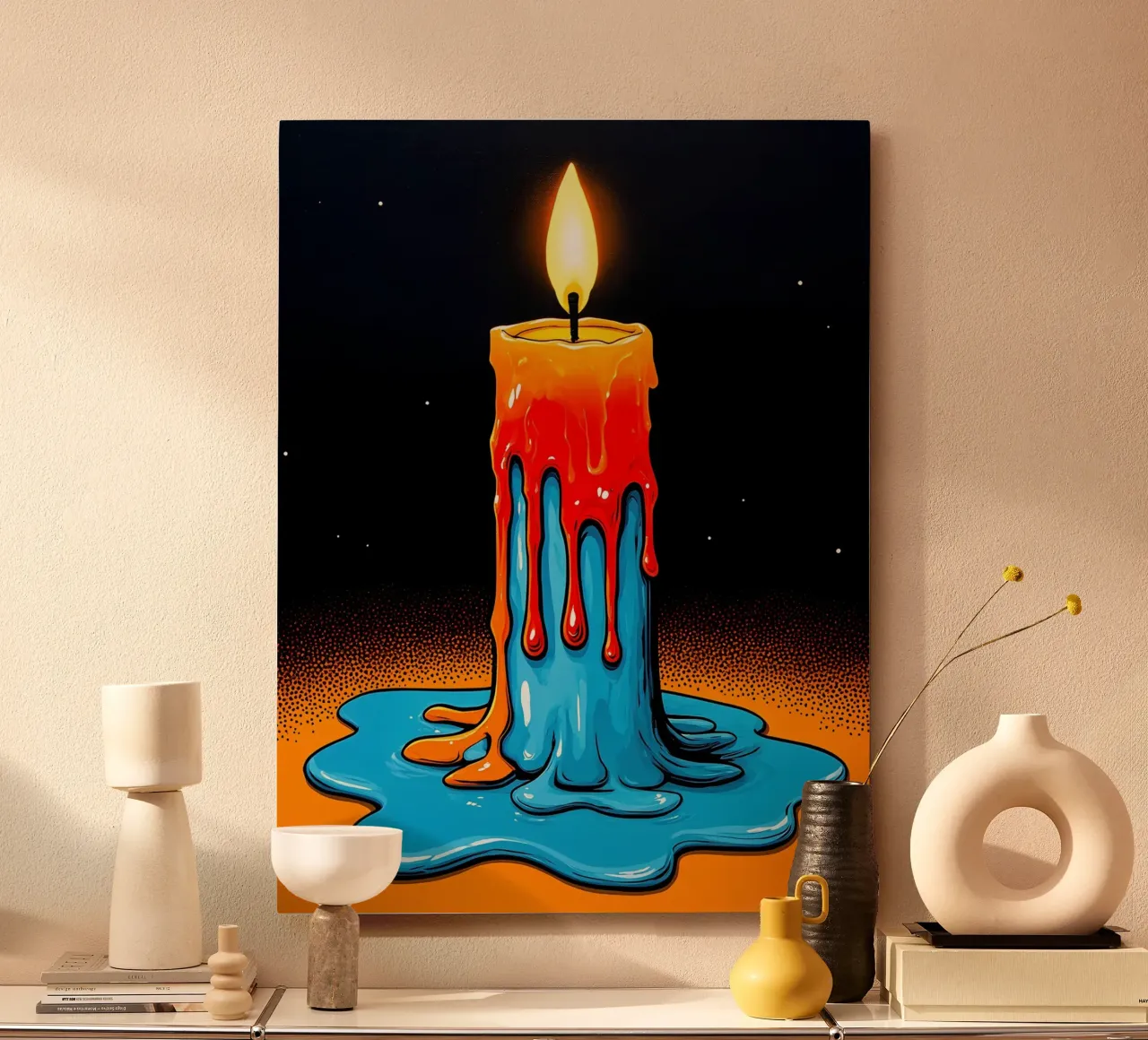 Flaming Candle - Pop Art alu-dibond by ColorCrash Gallery