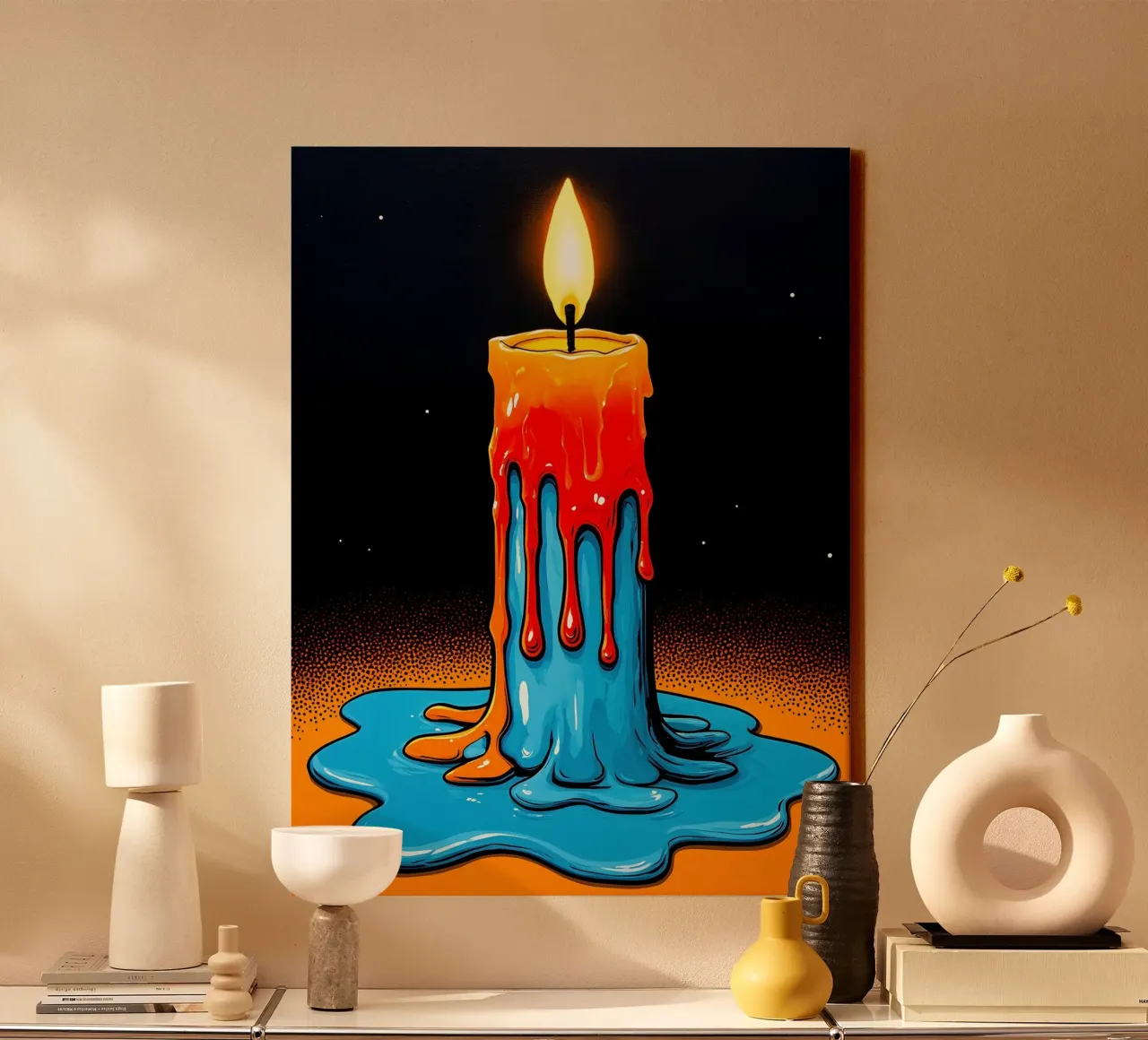 Flaming Candle - Pop Art canvas by ColorCrash Gallery