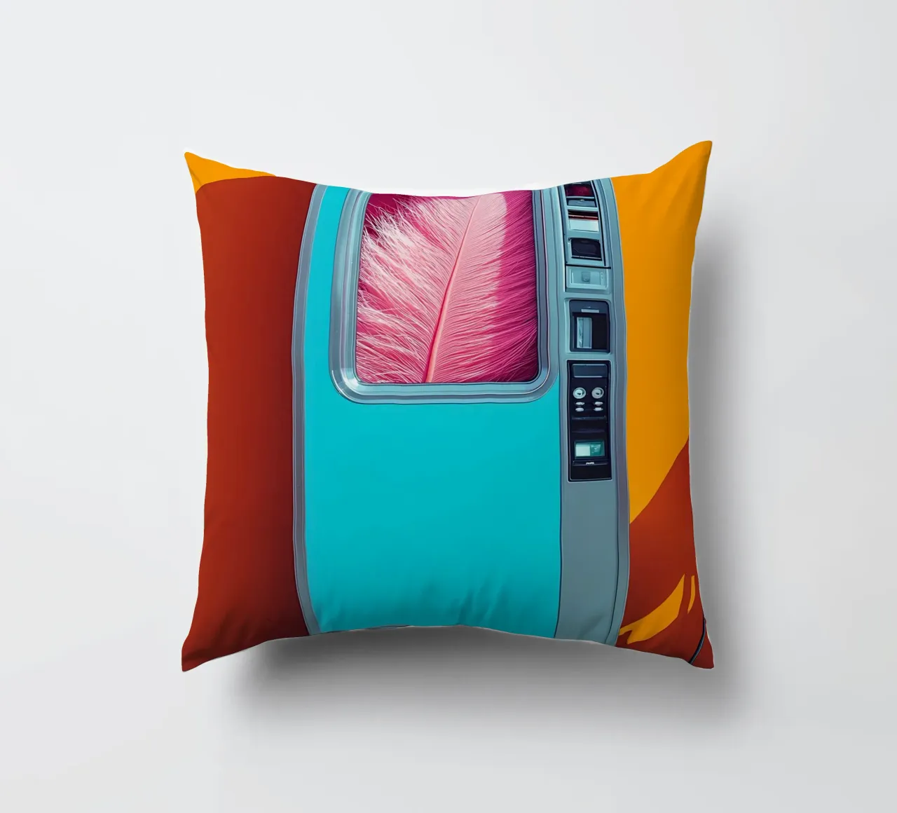 Piuma nel distributore automatico - Pop Art cuscino da ColorCrash Gallery