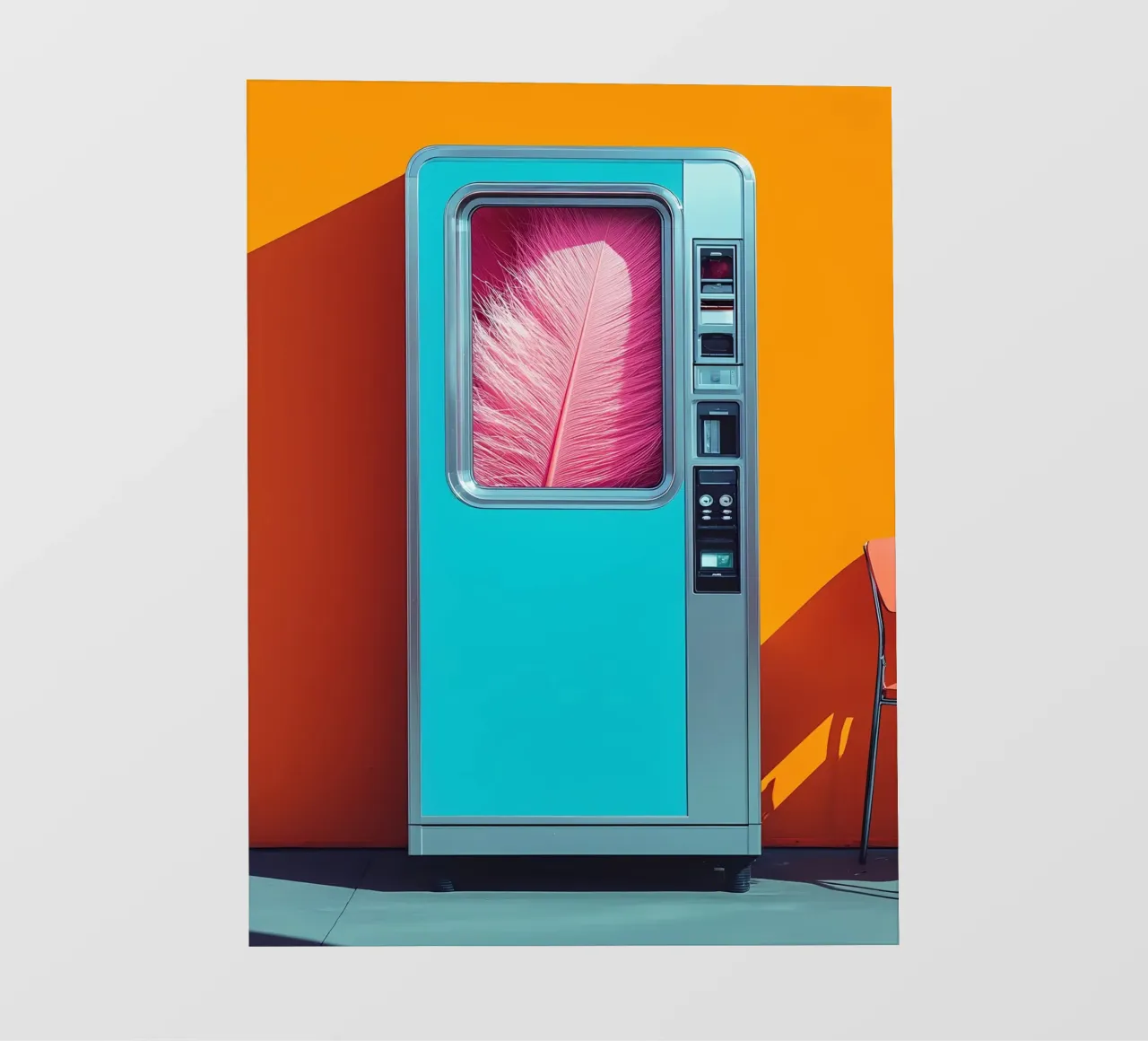 Piuma nel distributore automatico - Pop Art pellicola backlit da ColorCrash Gallery
