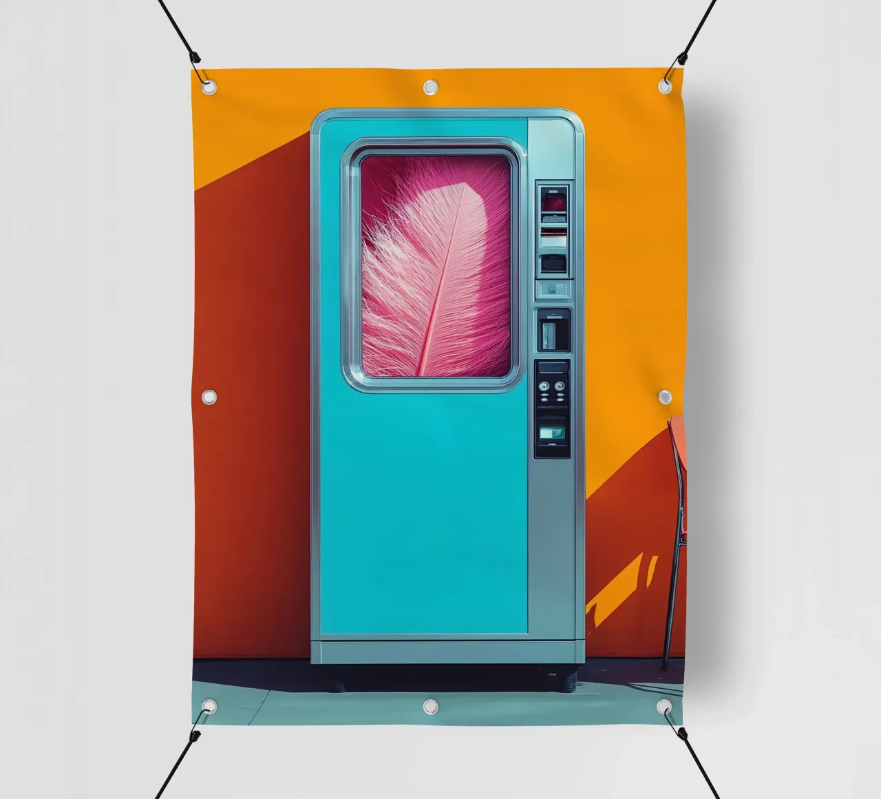 Piuma nel distributore automatico - Pop Art telo in pvc da ColorCrash Gallery