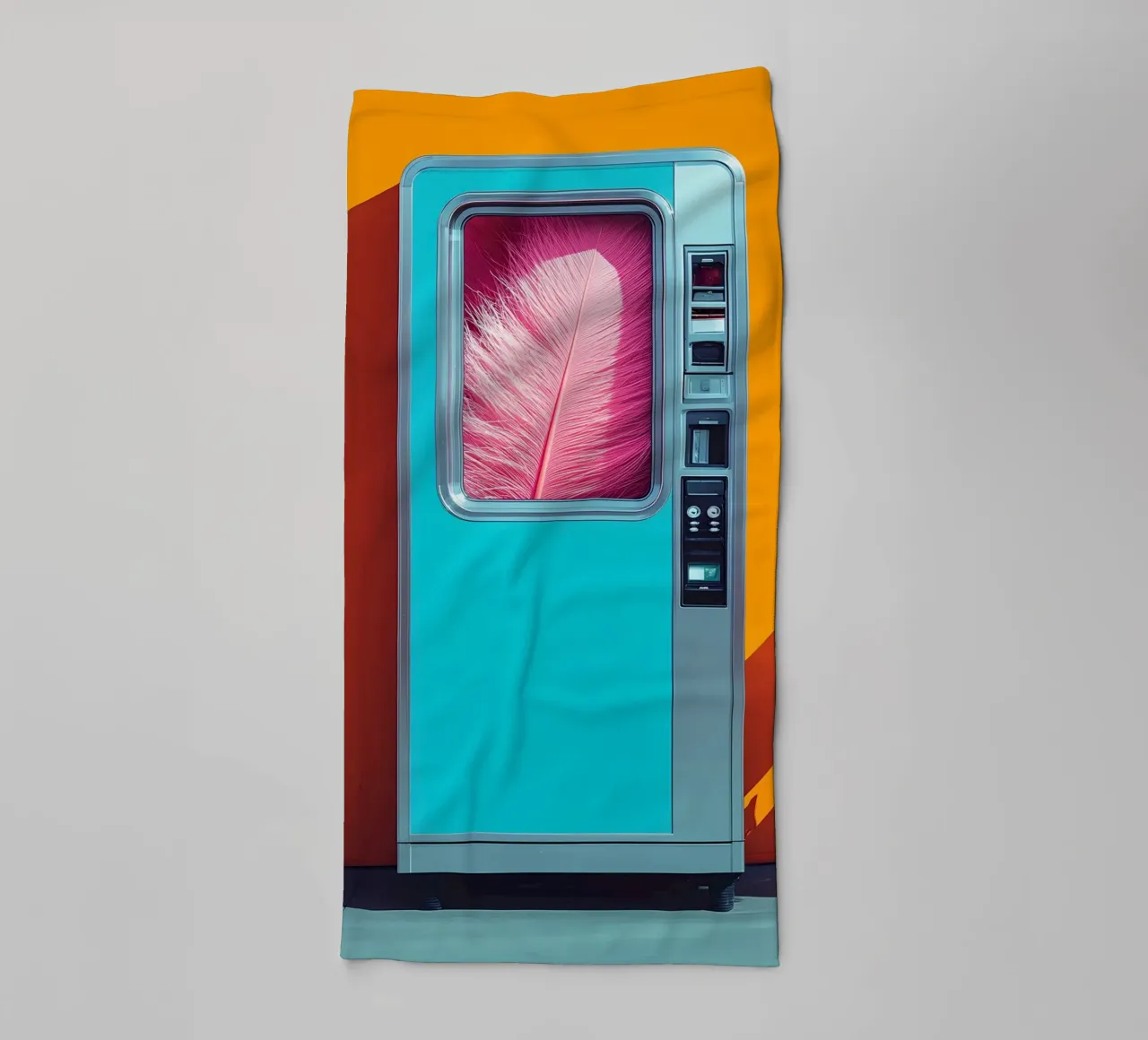Feather In Vending Machine - Pop Art towel by ColorCrash Gallery