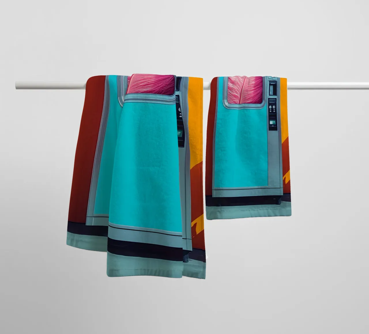Feather In Vending Machine - Pop Art towel by ColorCrash Gallery
