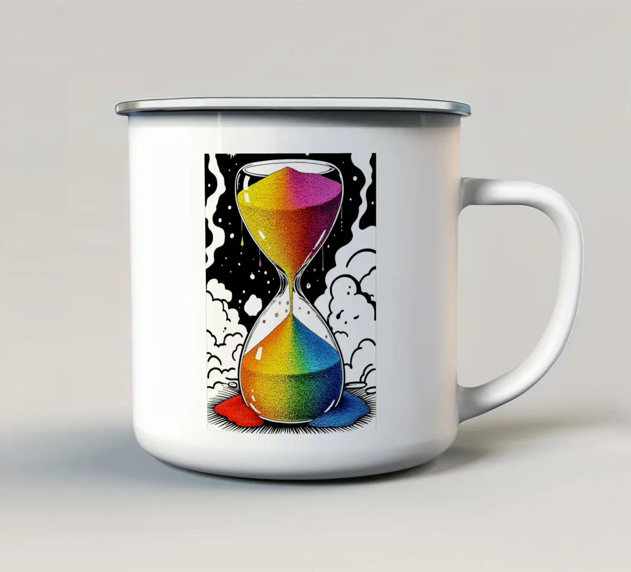 Clessidra di sabbia colorata - Pop Art tazza in smalto da ColorCrash Gallery