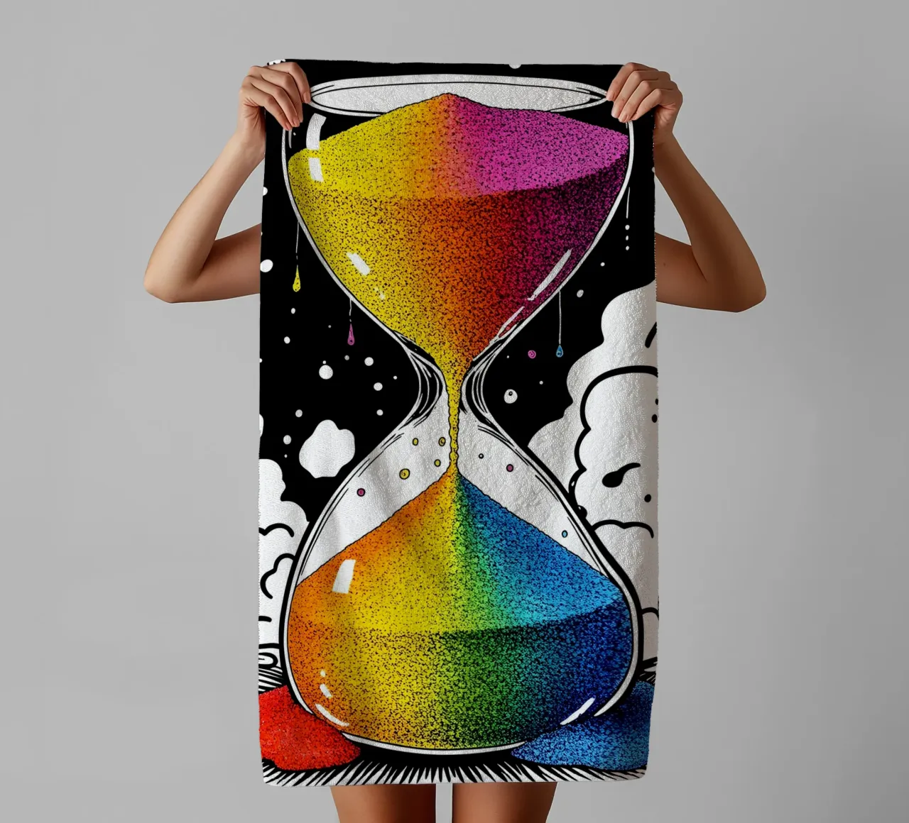 Clessidra di sabbia colorata - Pop Art asciugamano da bagno da ColorCrash Gallery