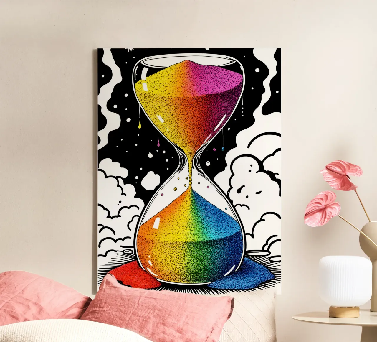 Clessidra di sabbia colorata - Pop Art tela con Cornice a cassetta da ColorCrash Gallery