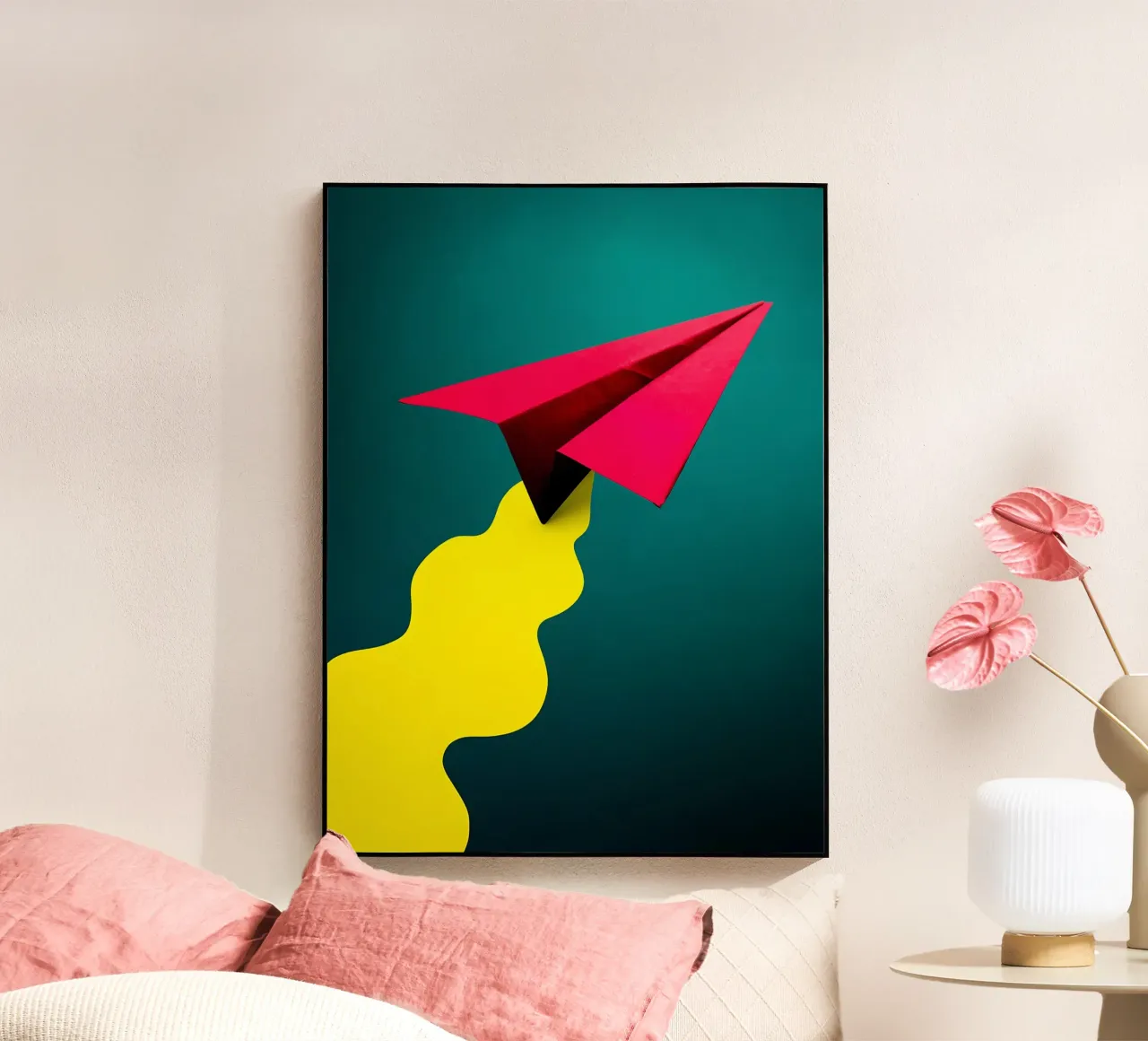Papierflugzeug - Pop Art Acryl-Glas von ColorCrash Gallery