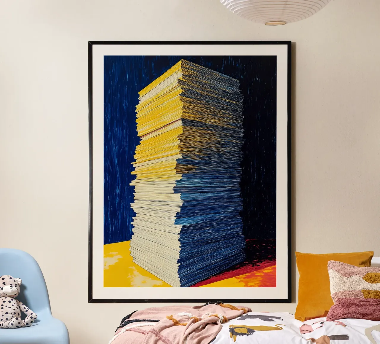 Stack Of Papers - Pop Art poster with plastic frame by ColorCrash Gallery