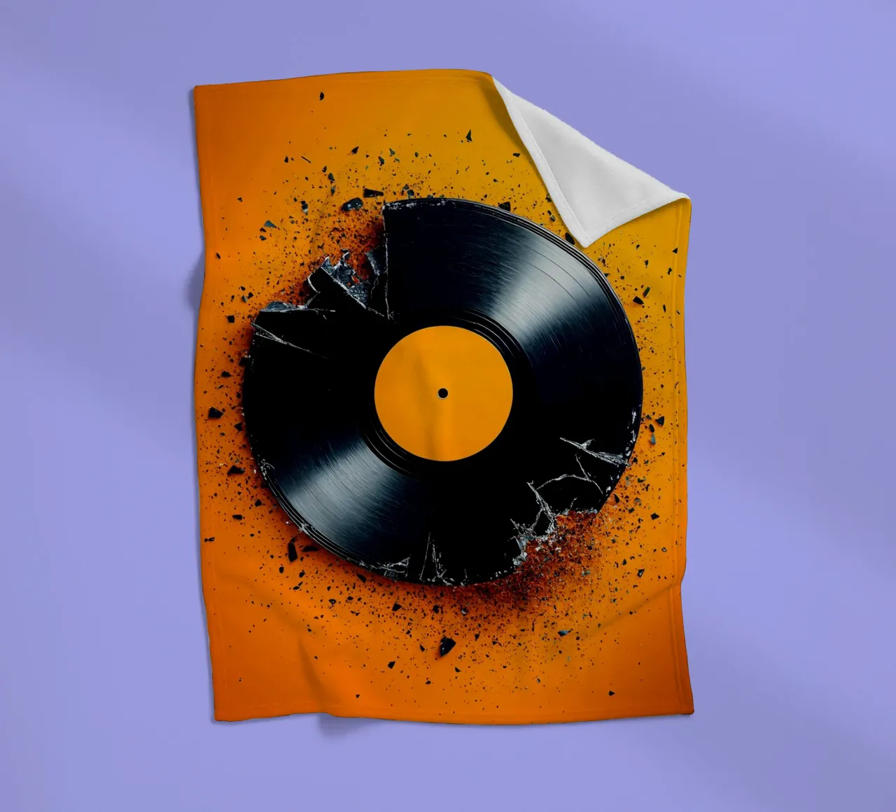 Disco in vinile rotto - Pop Art coperta in pile da ColorCrash Gallery