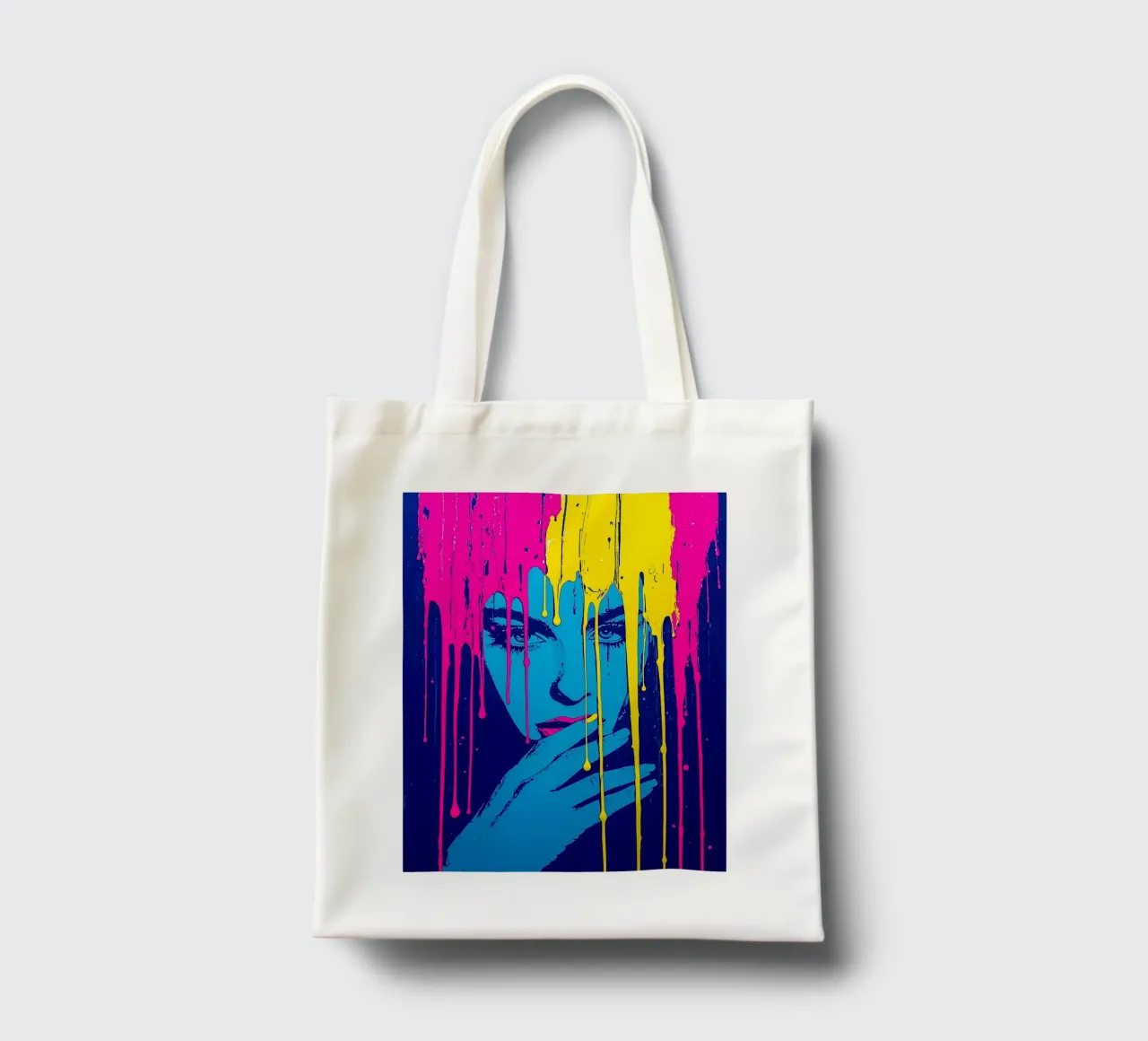 Donna dai colori sgocciolanti - Pop Art borsa in juta da ColorCrash Gallery