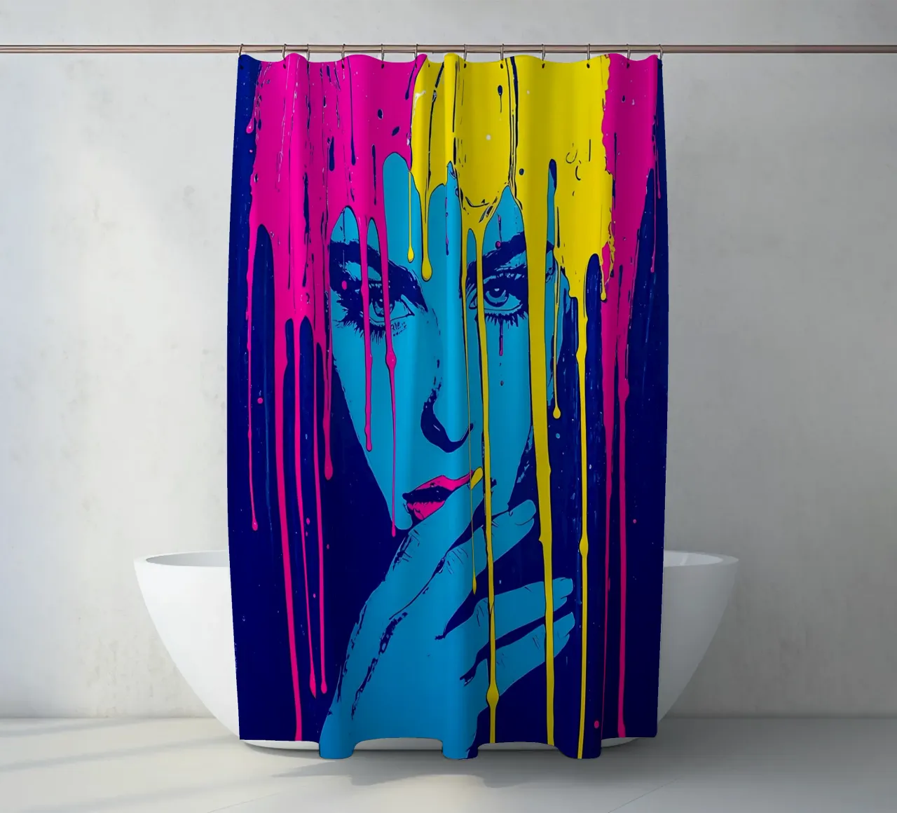 Donna dai colori sgocciolanti - Pop Art tenda da doccia da ColorCrash Gallery