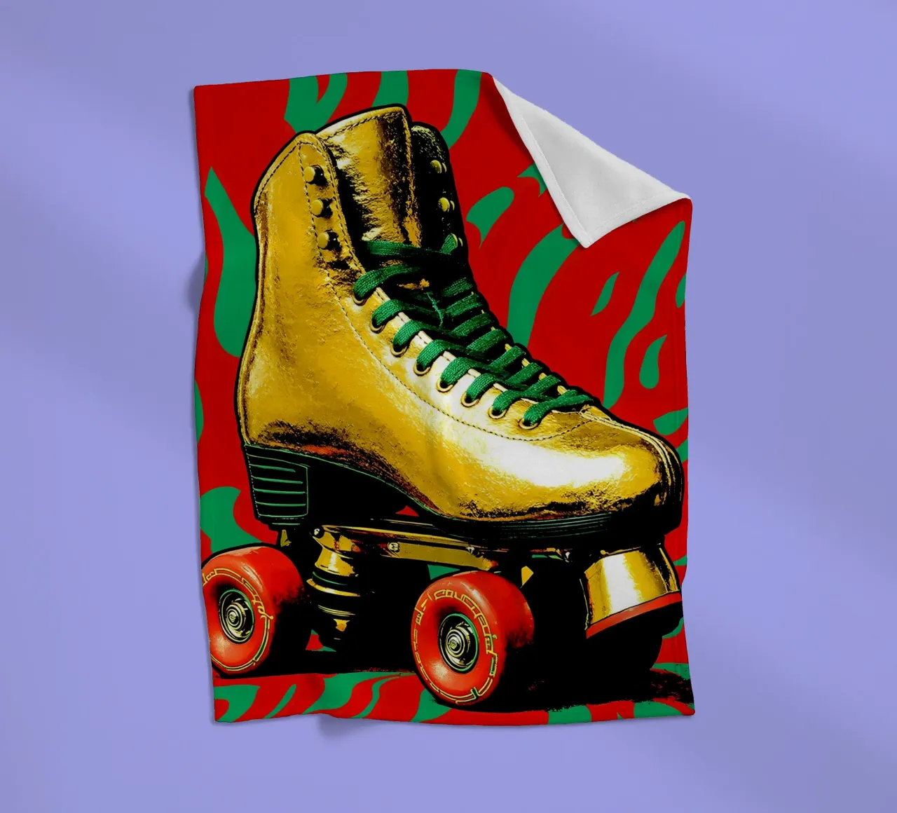 Roller skate - Pop Art fleece blanket by ColorCrash Gallery