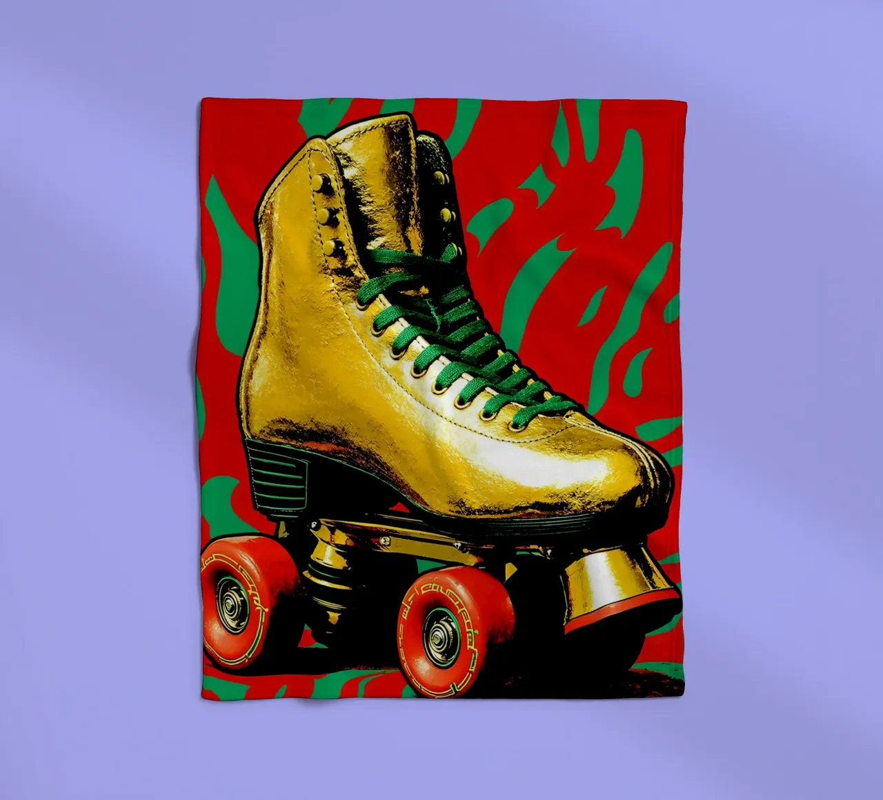 Roller skate - Pop Art fleece blanket by ColorCrash Gallery