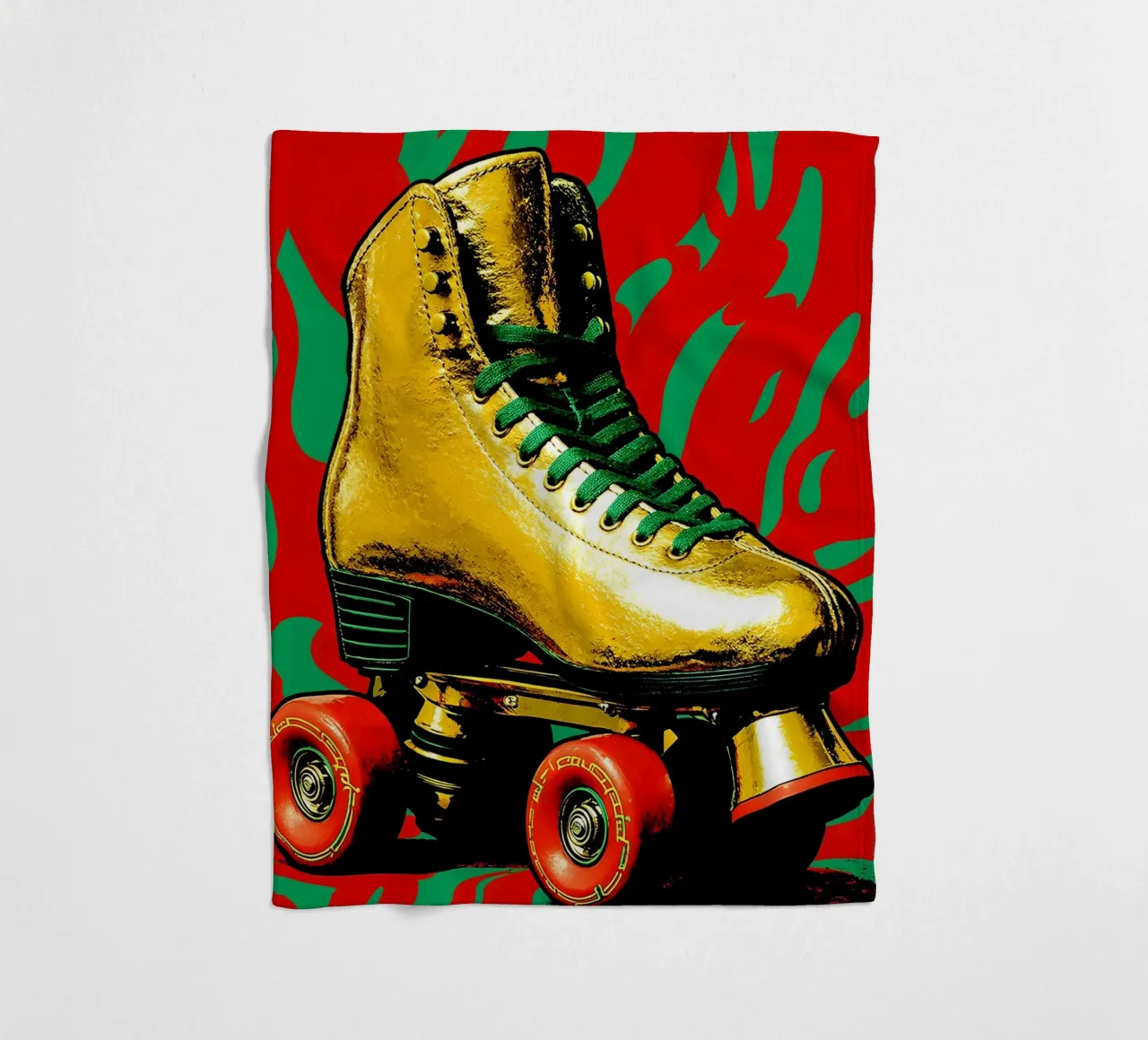 Roller skate - Pop Art fleece blanket by ColorCrash Gallery