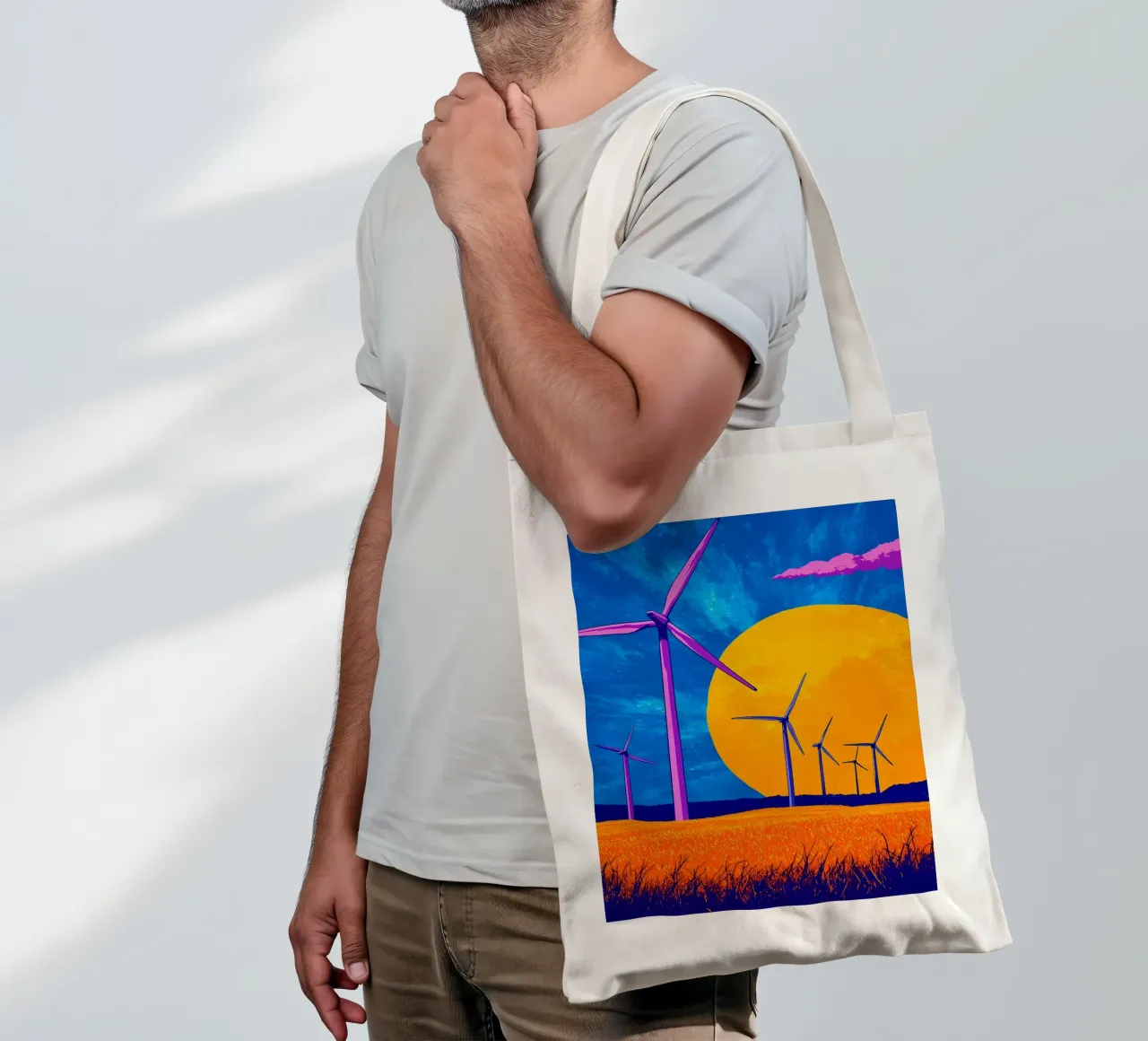 Turbine eoliche - Pop Art borsa in juta da ColorCrash Gallery