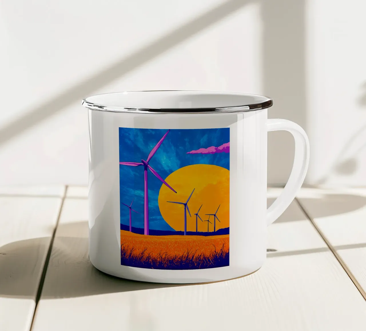 Turbine eoliche - Pop Art tazza in smalto da ColorCrash Gallery